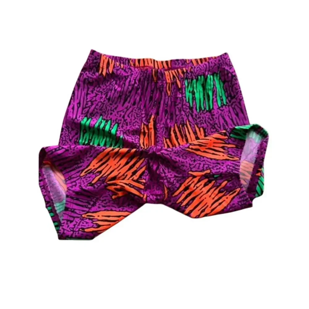 Vintage 80s 90s Insport Fuchsia Purple Neon Abstract Brushstroke Bike Shorts M